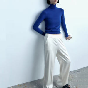 Maglione Pullover lavorato a maglia da <span class=keywords><strong>donna</strong></span> a collo alto di base 14 colori tinta unita a maniche lunghe da 2024 TAOP & ZA 8851123 - Product Image 2