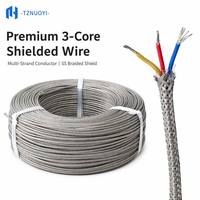 Kabel Ekstensi Sensor PT100 RTD 3 Inti Terlilit, Isolasi PTFE, Pelindung Anyaman Tembaga Berlapis Timah, IP65, Tahan Suhu Tinggi 750V