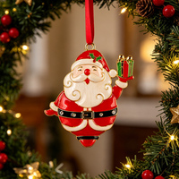 Adorno Colgante de Navidad de Santa Claus Esmaltado, de Aleación de Zinc, Chapado en Oro, con Diamantes de Imitación, Colgante Navideño, Decoración Festiva, Regalo