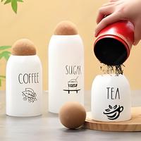 Pot en verre avec bouchon en liège, bocal personnalisé pour épices, récipient alimentaire, ensemble de pots de rangement en verre blanc pour cuisine