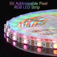 Светодиодная лента WS2812B с адресной RGB-подсветкой, узкая печатная плата 5 мм, 60 светодиодов/м, управление через приложение и голосовое управление, USB, с возможностью резки, изменение цвета, питание DC5V.