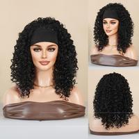 Perruque à bandeaux sans colle en fibre synthétique résistante à la chaleur, bouclée et volumineuse, pour femmes noires, 24 pouces