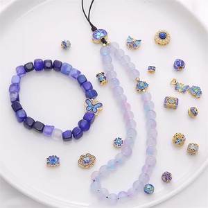 Nuevas Cuentas de Latón Cloisonné <span class=keywords><strong>F1</strong></span> en Oferta, Estilo Chino, Loto y Mariposa, Esmalte, Fornituras de Joyería para Fabricación de Joyas DIY, Venta al por Mayor - Product Image 4