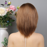 Buena calidad naturaleza virgen ruso eslavo pelo rubio ceniza Color Glueless Mono Top humano pelucas de pelo corto