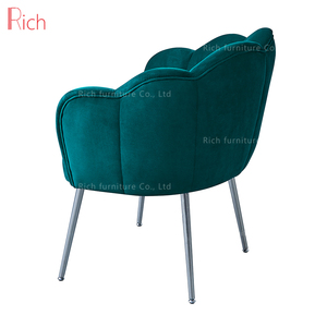 Moderne Fleur Coquille Salle à manger Chaise avec Robuste En Acier Inoxydable Jambes Sarcelle Foncé Velours pour Chambre - Product Image 4