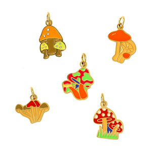 Mushroom Pendant Charms Mixed Shapes Enamel Jewelry Findings For DIY Necklace Accessories Women Stylish Commute - Product Image 2