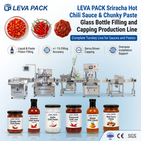 Productielijn voor het vullen en afsluiten van glazen flessen met Sriracha hete chilisaus
