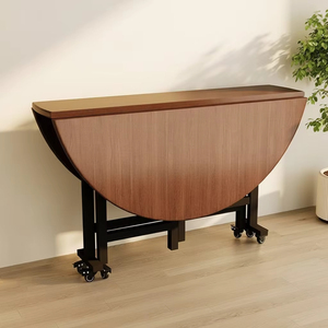 Tavolo da Pranzo Rotondo Pieghevole a 4 Posti, Moderno con Motivo in Marmo Bianco, Arredamento per Sala da Pranzo con Ruote Bloccabili - Product Image 4