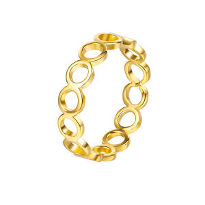 Anillo Redondo de Cobre Chapado en Oro de 18K con Circonita Cúbica para Mujer, Anillo de Moda - Product Image 1