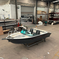 Bateau à console centrale en aluminium soudé AST 16 pieds pour 6 personnes avec moteur hors-bord, bateau catamaran en aluminium soudé avec auvent