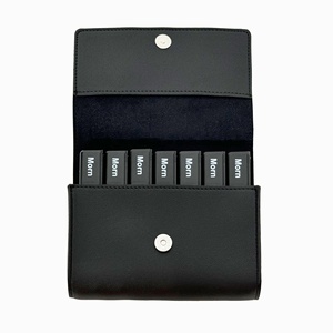 Wholesale Premium Factory-Produced <b>Black</b> Medicine <b>Storage</b> <b>Box</b> 28 Compartments Portable Moisture-Proof Pill Organizer PP Leather - Product Image 2
