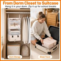 Organisateur de placard suspendu, étagères pliables avec sac à fermeture éclair, indispensable pour les voyages, essentiels pour les étudiants en dortoir, rangement pour vêtements