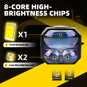 SANVI M3PRO 1.8 Inch Bi <b>LED</b> Projector Lens Matrix Module 60W 15000LUX High Power Car <b>Headlight</b> Retrofit Kit - Product Image 3