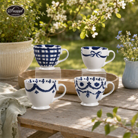 Ensemble de tasses à café en céramique SWT Classic Flower, soucoupe à pétales bouffants, tasse à thé, passe au lave-vaisselle, cadeau adorable, maison, bureau, café