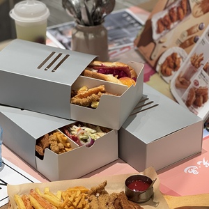 Boîtes à hamburger, <span class=keywords><strong>sandwich</strong></span> et <span class=keywords><strong>poulet</strong></span> frit jetables, rigides, biodégradables, recyclables, <span class=keywords><strong>de</strong></span> qualité alimentaire, avec logo personnalisé, en carton <span class=keywords><strong>blanc</strong></span> - Product Image 2