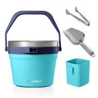 Seau à glace Everich 7L en acier inoxydable 304 à double paroi isolé sous vide, refroidisseur de bière, support personnalisé avec couvercle accessoire