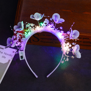 Nuovo Stile Cerchietto Luminoso con Fiori e Farfalle, Fascia per Capelli Floreale, Giocattoli per Bambini per il Mercato Notturno del Capodanno Cinese - Product Image 4