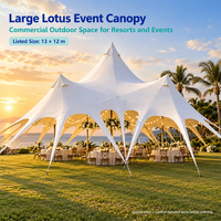 Tente d'événement robuste 13x12m pour complexe hôtelier avec structure galvanisée résistante au vent et auvent Oxford ignifuge pour le glamping LY-8