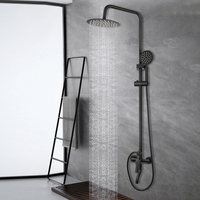 Robinet de douche monocommande contemporain noir cuivre pour salle de bain, en laiton avec cartouche céramique, jet pluie, idéal pour appartements