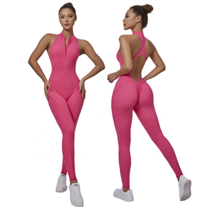 <span class=keywords><strong>Leggings</strong></span> sportivi da donna in tinta unita Sexy <span class=keywords><strong>tuta</strong></span> sportiva per allenamento di un pezzo v <span class=keywords><strong>Leggings</strong></span> Scrunch <span class=keywords><strong>con</strong></span> cerniera - Product Image 1