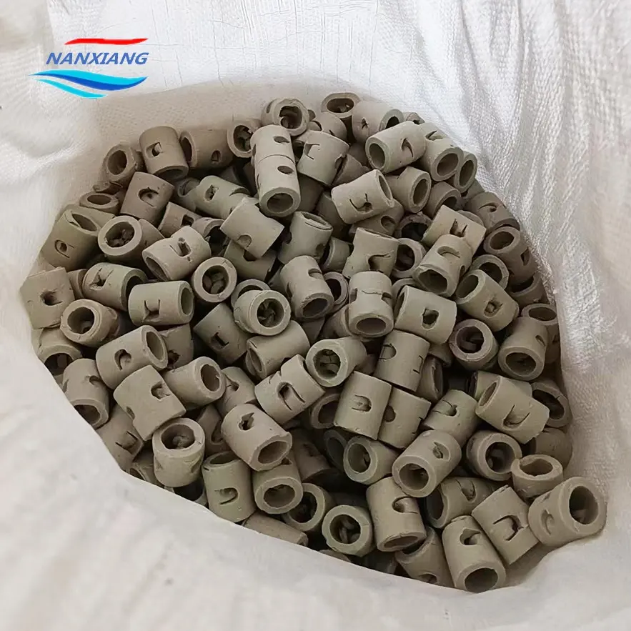 Yüksek seramik pall halkası kule ambalaj 25mm 38mm 50mm 76mm 80mm rastgele ambalaj malzemesi Pall halkası ile mükemmel asit direnci