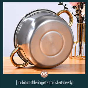 Wholesale Custom Color Stainless Steel Non-Stick Pan <b>Set</b> Gold Handle Dishwasher Oven Safe Eco-Friendly <b>Cookware</b> <b>Set</b> - Product Image 6