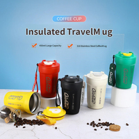 Mug à café isotherme en acier inoxydable 316 avec poignée et sangle, gobelet de voyage portable pour voiture, bureau, extérieur, double paroi sous vide