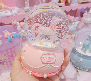 Globes de neige <span class=keywords><strong>licorne</strong></span> en cristal, boîte à musique en verre, 8*12cm, pour la maison, le bureau, un café, décoration, cadeaux de noël pour la saint-valentin, 1 pièce - Product Image 1
