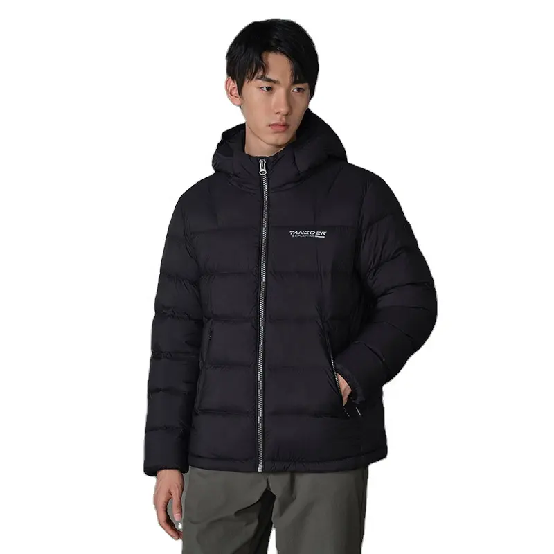 Benutzer definiertes Logo Outdoor Warme Enten feder Männer Nylon Winter Bubble Puff Daunen mantel Puffer Jacken mit Kapuze