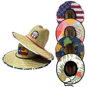 Topi Jerami Pantai Logo Kustom Grosir, Topi Jerami <span class=keywords><strong>Panama</strong></span> Lebar untuk Melindungi dari Sinar Matahari, Topi Jerami Penjaga Pantai Alami - Product Image 1
