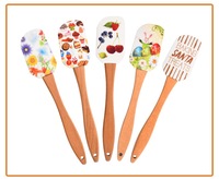 Spatules de cuisine en silicone de qualité alimentaire avec manches en bois de hêtre – Outils écologiques pour la pâtisserie et la cuisine