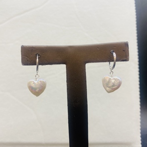 Boucles d'oreilles en argent sterling 925 <span class=keywords><strong>de</strong></span> haute qualité en forme <span class=keywords><strong>de</strong></span> cœur avec perle d'eau douce, jolies boucles d'oreilles à clous, bijoux tendance pour les fêtes, Noël, usage quotidien - Product Image 3