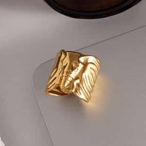 J&amp;D Minimalist 18K Gold Plated Stainless Steel Trendy Texture Elephant-shaped Animal <strong>Split</strong> <strong>Ring</strong> for Gift - Product Image 5