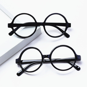 Accesorios de cosplay para Halloween, gafas de mago, gafas redondas negras de Halloween, gafas circulares negras <span class=keywords><strong>con</strong></span> lentes planas - Product Image 1