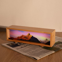 Personnalisable LOGO 3D Veilleuse Panneau Acrylique LED Art Cadre en Bois avec Image de Saison de Montagne Source Lumineuse de Nuit Plug-In