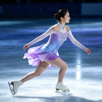 Robe de patinage artistique dégradé violet-bleu, manches longues, dos orné de chaînes de strass, costume de compétition personnalisé pour enfants, adolescents et adultes, OEM