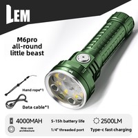 Senter LED Isi Ulang M6PRO Super Terang 8+1 LED 2500LM Lampu Sorot dengan Baterai 21700 untuk Berkemah di Luar Ruangan.