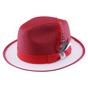 <span class=keywords><strong>Chapeau</strong></span> Fedora d'été bicolore en <span class=keywords><strong>paille</strong></span>, personnalisé avec ruban et plumes, respirant, tissé, style Trilby Panama pour hommes et femmes, vente en gros - Product Image 5