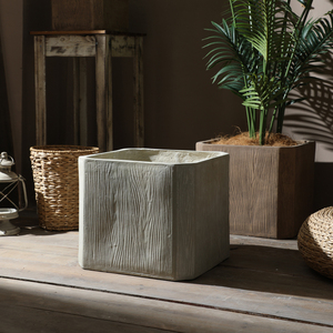 Pot de fleurs moderne en fibre de verre, style simple, motif <span class=keywords><strong>bois</strong></span>, polyvalent, <span class=keywords><strong>sur</strong></span> <span class=keywords><strong>pied</strong></span>, pour la maison et le jardin, jardinière unique faite à la main - Product Image 2