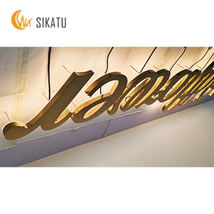 Personalizado 3D oro Metal diseño acrílico <span class=keywords><strong>LED</strong></span> retroiluminado signo negocio logotipo publicidad corte carta tablero para el hogar Hotel empresa - Product Image 5