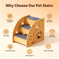 Nouvelle Escalade pour Animaux de Compagnie en Bois Massif, Écologique, Moderne, Imperméable, Couleur Unie, avec Motifs de Pattes de Chat Creuses