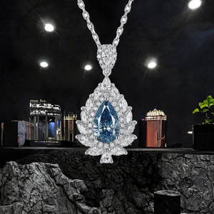 Collier pendentif en or blanc 18 carats avec diamant jaune fantaisie de forme poire cultivé en laboratoire, certifié IGI, halo floral, bijoux fins pour femmes - Product Image 2