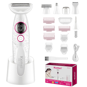 <span class=keywords><strong>Kemei</strong></span> Km-7101 Rasoir Épilateur Femme <span class=keywords><strong>5</strong></span> en <span class=keywords><strong>1</strong></span> Lavable pour Épilation Corporelle, Tondeuse Corporelle, Kit de Toilettage, Ensemble de Tondeuses à Cheveux CE - Product Image 6