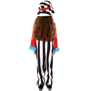 Disfraz de payaso para niños, mono a rayas para actuaciones en escenario, 5-7 años, negro, blanco, rojo, azul - Product Image 3