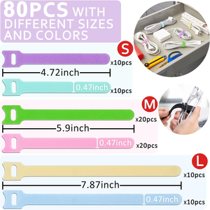 Coloré Flexible Nylon Cinch Ski Strap Crochet Boucle Câble Attache Velcroes 400mm 2.5mm Double Face Réutilisable Transporter Câble <span class=keywords><strong>Auto</strong></span>-agrippant - Product Image 1