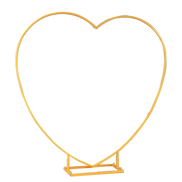 Wedding Arch Heart-Shaped Flower Celebration Party Supplies Heart Gold Metal Arch Structure Backdrop Stand