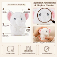 Peluche Éléphant Kawaii Douce et Moelleuse Mochi Squishy Mignonne avec Oreilles Roses et Yeux Bleus Assise – Cadeau pour Enfants