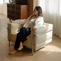 Pour LC3 Corbusier chaise de canapé simple Bauhaus rangée droite chaise de loisirs de luxe pour bureau à domicile Villa salon Durable