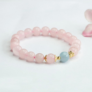 Venta caliente pulseras de cuentas de cuarzo rosa natural románticas personalizadas para mujeres accesorios de moda - Product Image 5