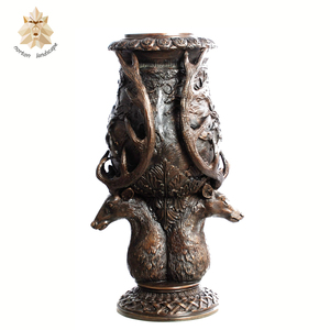 Jardinières de luxe modernes sculptées à la main, statues de chérubins en bronze, style pot de fleurs, petits anges en métal, sculpture en laiton - Product Image 2